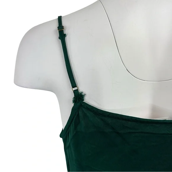 BHLDN Anthropologie Cali Satin Charmeuse MIDI Dress in Dark Emerald M Medium - Picture 8 of 9